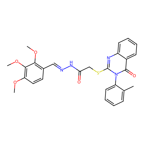 2-{[3-(2-methylphenyl)-4-oxo-3,4-dihydroquinazolin-2-yl]sulfanyl}-N'-[(E)-(2,3,4-trimethoxyphenyl)methylidene]acetohydrazide structure