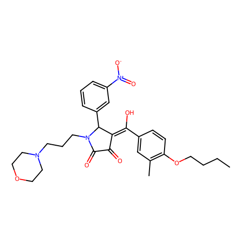 (4E)-4-[(4-butoxy-3-methylphenyl)-hydroxymethylidene]-1-(3-morpholin-4-ylpropyl)-5-(3-nitrophenyl)pyrrolidine-2,3-dione structure