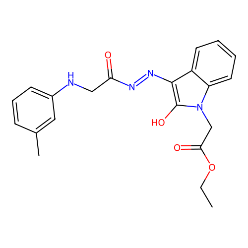 (E)-ethyl 2-(2-oxo-3-(2-(2-(m-tolylamino)acetyl)hydrazono)indolin-1-yl)acetate structure