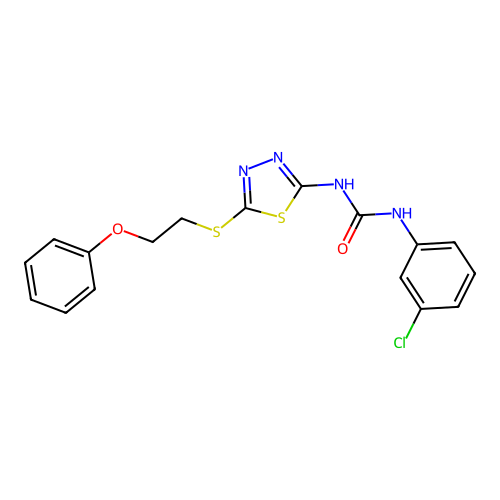 1-(3-chlorophenyl)-3-(5-((2-phenoxyethyl)thio)-1,3,4-thiadiazol-2-yl)urea structure