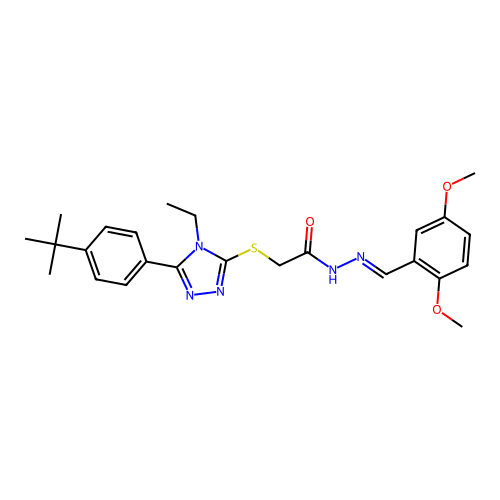 2-{[5-(4-tert-butylphenyl)-4-ethyl-4H-1,2,4-triazol-3-yl]sulfanyl}-N'-[(E)-(2,5-dimethoxyphenyl)methylidene]acetohydrazide structure