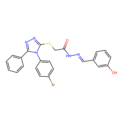 2-{[4-(4-bromophenyl)-5-phenyl-4H-1,2,4-triazol-3-yl]sulfanyl}-N'-[(E)-(3-hydroxyphenyl)methylidene]acetohydrazide structure