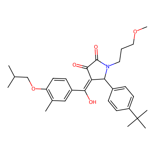 (4E)-5-(4-tert-butylphenyl)-4-[hydroxy-[3-methyl-4-(2-methylpropoxy)phenyl]methylidene]-1-(3-methoxypropyl)pyrrolidine-2,3-dione structure
