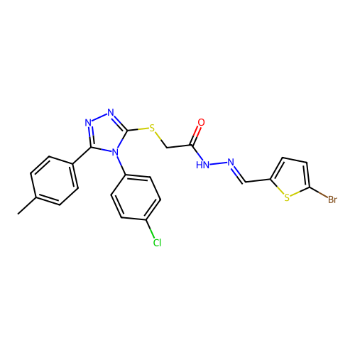 N'-[(E)-(5-bromothiophen-2-yl)methylidene]-2-{[4-(4-chlorophenyl)-5-(4-methylphenyl)-4H-1,2,4-triazol-3-yl]sulfanyl}acetohydrazide structure