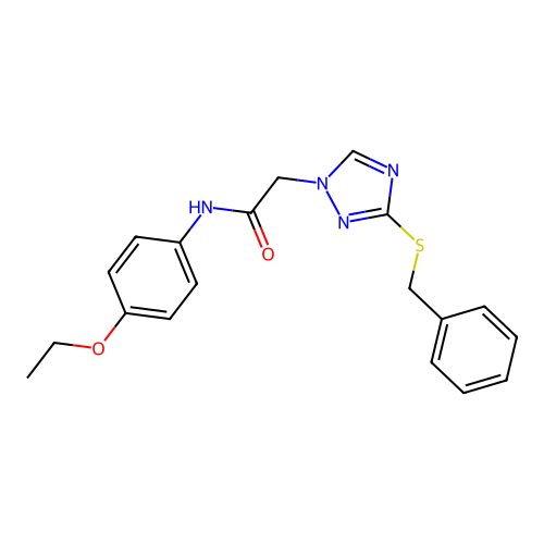 2-[3-(benzylsulfanyl)-1H-1,2,4-triazol-1-yl]-N-(4-ethoxyphenyl)acetamide structure