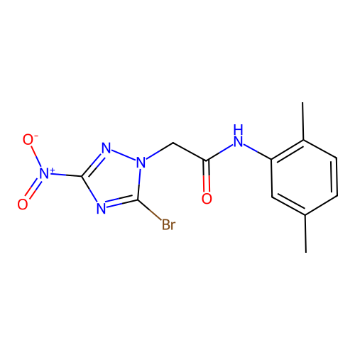 2-(5-bromo-3-nitro-1H-1,2,4-triazol-1-yl)-N-(2,5-dimethylphenyl)acetamide structure