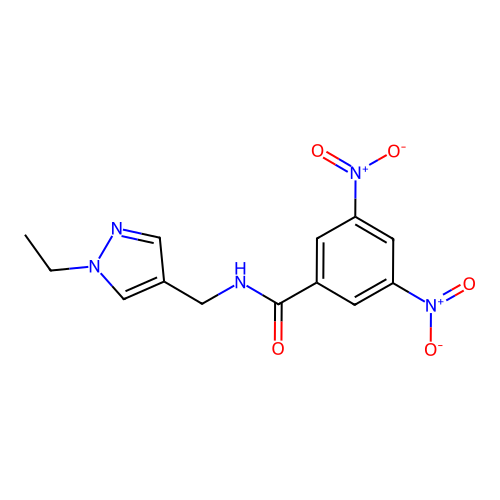 N-[(1-ethyl-1H-pyrazol-4-yl)methyl]-3,5-bisnitrobenzamide structure