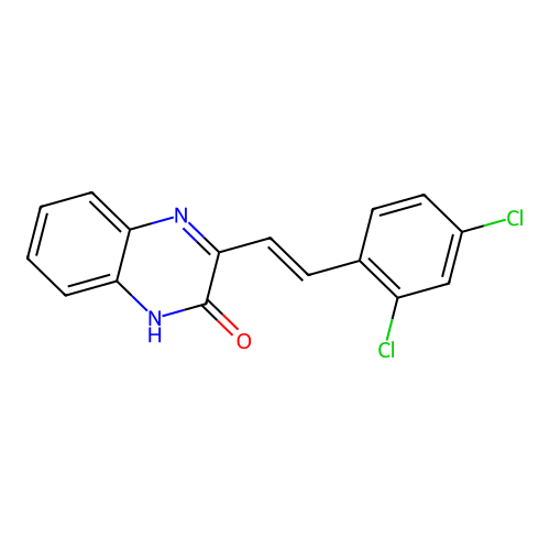 (E)-3-(2,4-dichlorostyryl)quinoxalin-2(1H)-one structure