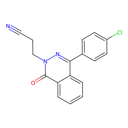 3-(4-(4-chlorophenyl)-1-oxo-2(1H)-phthalazinyl)propanenitrile structure