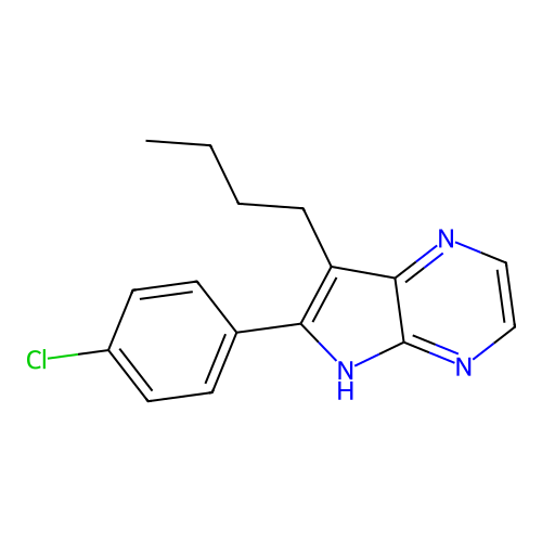 7-butyl-6-(4-chlorophenyl)-5H-pyrrolo[2,3-b]pyrazine structure