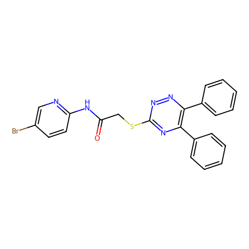 N-(5-bromopyridin-2-yl)-2-[(5,6-diphenyl-1,2,4-triazin-3-yl)sulfanyl]acetamide structure