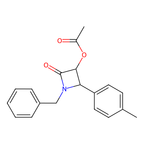 1-Benzyl-2-(4-methylphenyl)-4-oxo-3-azetidinyl acetate structure