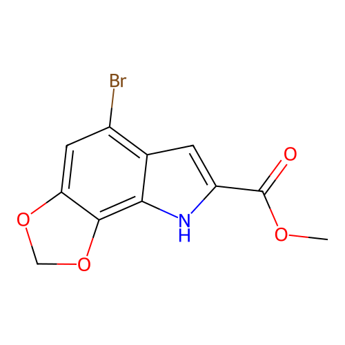 methyl 5-bromo-8H-[1,3]dioxolo[4,5-g]indole-7-carboxylate structure