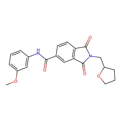 N-(3-methoxyphenyl)-1,3-dioxo-2-(2-oxolanylmethyl)-5-isoindolecarboxamide structure