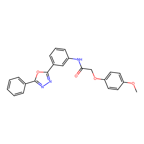 2-(4-methoxyphenoxy)-N-[3-(5-phenyl-1,3,4-oxadiazol-2-yl)phenyl]acetamide structure