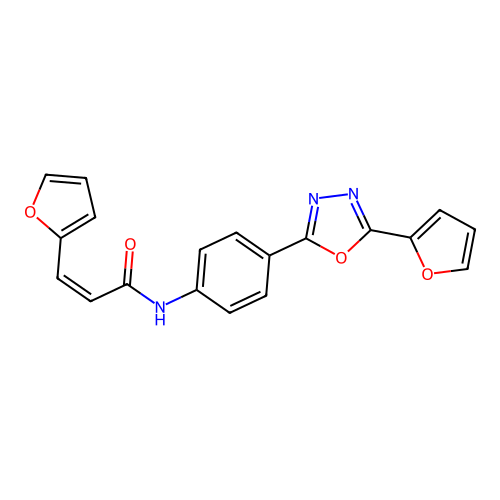 3-(2-furyl)-N-{4-[5-(2-furyl)-1,3,4-oxadiazol-2-yl]phenyl}acrylamide structure