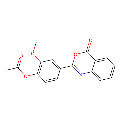 2-methoxy-4-(4-oxo-4H-3,1-benzoxazin-2-yl)phenyl acetate structure