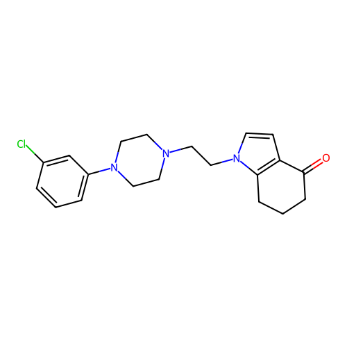 1-[2-[4-(3-chlorophenyl)piperazin-1-yl]ethyl]-6,7-dihydro-5H-indol-4-one structure