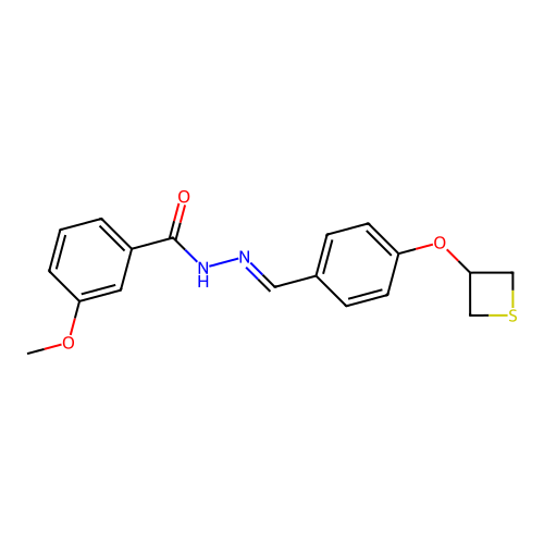 3-methoxy-N-[[4-(thietan-3-yloxy)phenyl]methylideneamino]benzamide structure