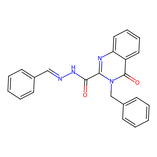 3-benzyl-N-[(E)-benzylideneamino]-4-oxoquinazoline-2-carboxamide structure