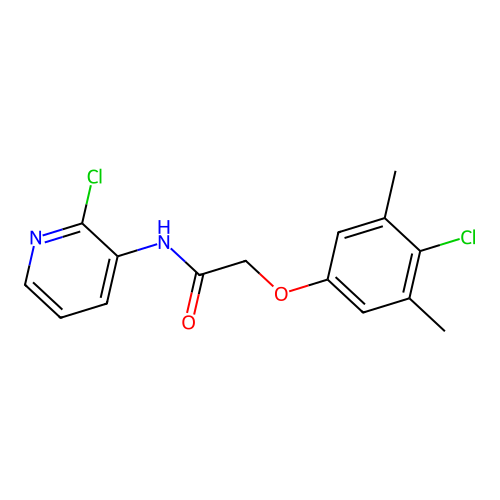 2-(4-chloro-3,5-dimethylphenoxy)-N-(2-chloropyridin-3-yl)acetamide structure