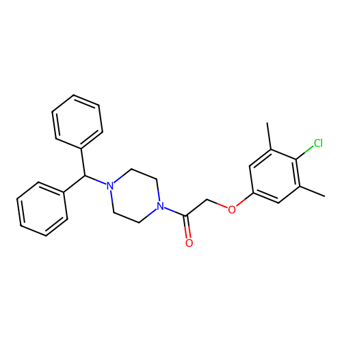 1-(4-Benzhydrylpiperazin-1-yl)-2-(4-chloro-3,5-dimethylphenoxy)ethanone structure