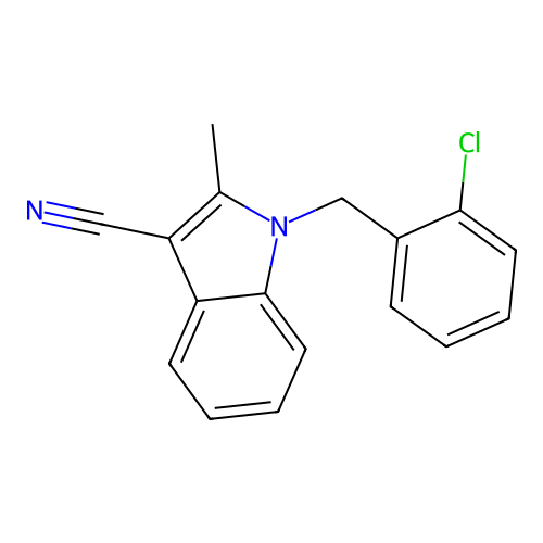 1-(2-chlorobenzyl)-2-methyl-1H-indole-3-carbonitrile structure