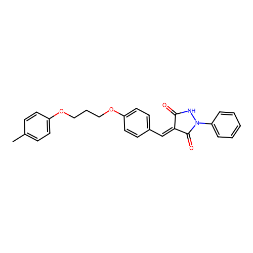 1-Phenyl-4-(4-(3-(p-tolyloxy)propoxy)benzylidene)pyrazolidine-3,5-dione structure