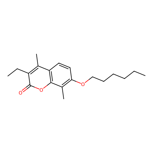 3-Ethyl-7-hexoxy-4,8-dimethylchromen-2-one structure