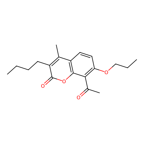 8-Acetyl-3-butyl-4-methyl-7-propoxychromen-2-one structure