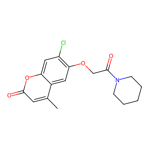 7-chloro-4-methyl-6-(2-oxo-2-(piperidin-1-yl)ethoxy)-2H-chromen-2-one structure