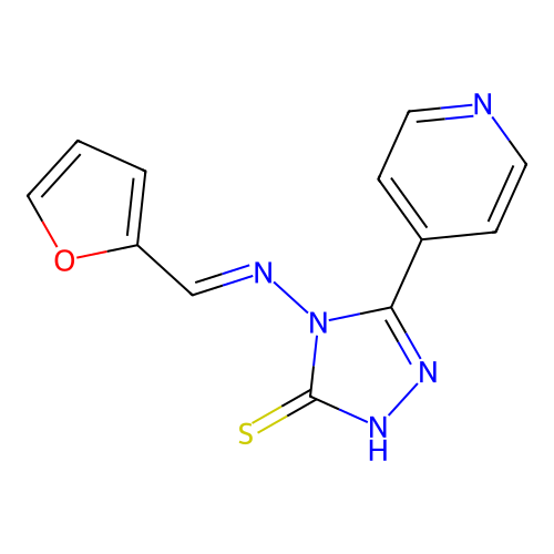 4-[(E)-furan-2-ylmethylideneamino]-3-pyridin-4-yl-1H-1,2,4-triazole-5-thione structure