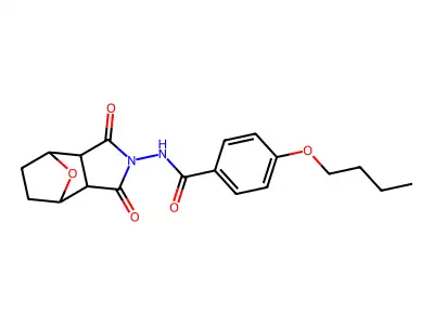 4-butoxy-N-(1,3-dioxooctahydro-2H-4,7-epoxyisoindol-2-yl)benzamide structure