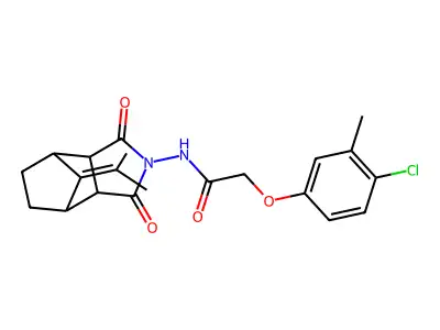 2-(4-chloro-3-methylphenoxy)-N-[10-(1-methylethylidene)-3,5-dioxo-4-azatricyclo[5.2.1.0~2,6~]dec-4-yl]acetamide structure