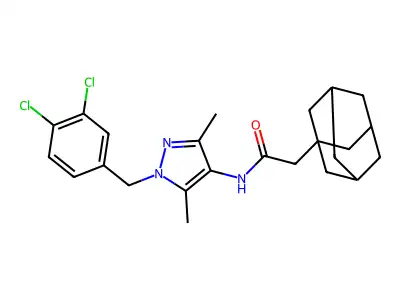 2-(1-adamantyl)-N-[1-(3,4-dichlorobenzyl)-3,5-dimethyl-1H-pyrazol-4-yl]acetamide structure