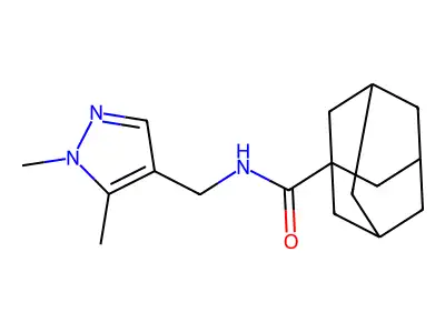 N-[(1,5-dimethylpyrazol-4-yl)methyl]adamantane-1-carboxamide structure