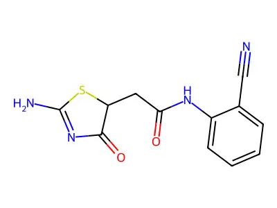 N-(2-cyanophenyl)-2-(2-imino-4-oxo-1,3-thiazolidin-5-yl)acetamide structure