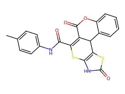 (6,10-dioxo(9H,11bH-1,3-thiazolino[5',4'-6,5]thiino[3,4-c]chromen-7-yl))-N-(4-methylphenyl)carboxamide structure