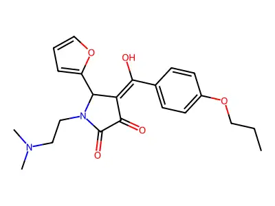 1-(2-dimethylaminoethyl)-5-(furan-2-yl)-4-[hydroxy-(4-propoxyphenyl)methylidene]pyrrolidine-2,3-dione structure