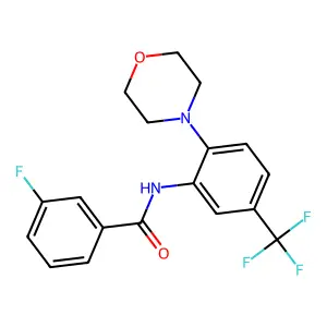 3-fluoro-N-[2-morpholin-4-yl-5-(trifluoromethyl)phenyl]benzamide structure