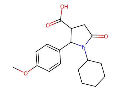 1-Cyclohexyl-2-(4-methoxyphenyl)-5-oxopyrrolidine-3-carboxylic acid structure