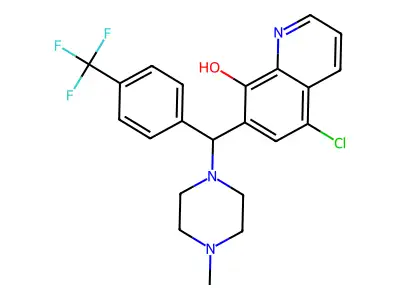 5-chloro-7-[(4-methylpiperazin-1-yl)-[4-(trifluoromethyl)phenyl]methyl]quinolin-8-ol structure