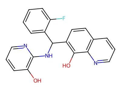 7-[(2-Fluorophenyl)[(3-hydroxypyridin-2-yl)amino]methyl]quinolin-8-ol structure