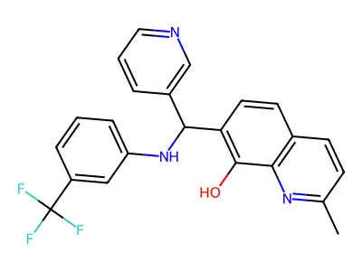 2-Methyl-7-[pyridin-3-yl-[3-(trifluoromethyl)anilino]methyl]quinolin-8-ol structure