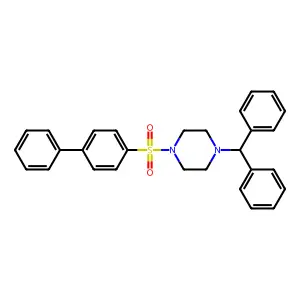 4-(Diphenylmethyl)-1-[(4-phenylphenyl)sulfonyl]piperazine structure