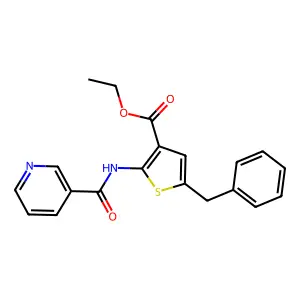 Ethyl 5-benzyl-2-(pyridine-3-carbonylamino)thiophene-3-carboxylate structure