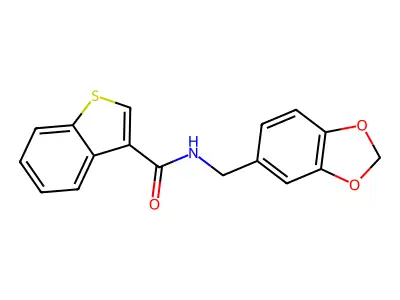 N-(1,3-benzodioxol-5-ylmethyl)-1-benzothiophene-3-carboxamide structure