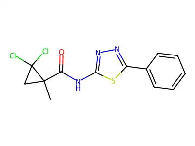 2,2-dichloro-1-methyl-N-(5-phenyl-1,3,4-thiadiazol-2-yl)cyclopropanecarboxamide structure