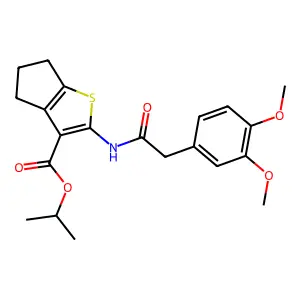 isopropyl 2-(2-(3,4-dimethoxyphenyl)acetamido)-5,6-dihydro-4H-cyclopenta[b]thiophene-3-carboxylate structure