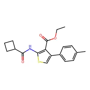 Ethyl 2-(cyclobutanecarbonylamino)-4-(4-methylphenyl)thiophene-3-carboxylate structure